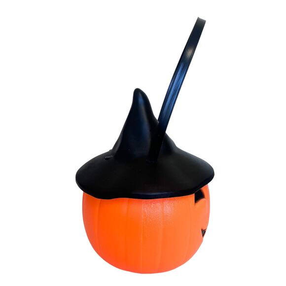 Vintage 1995 Empire Blow Mold Light Up Trick Or Treat Bucket Pumpkin Witch Hat - Picture 3 of 12